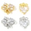 Picture of 1 Piece Eco-friendly Brass Valentine's Day Charms Real Gold Plated Heart Clear Rhinestone