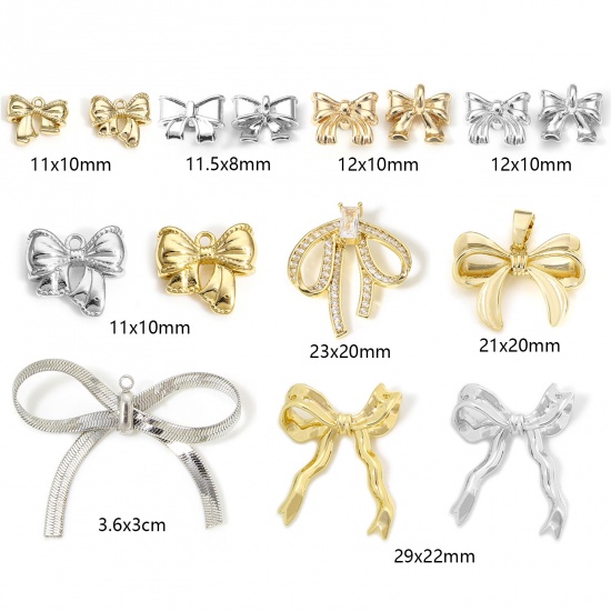 Picture of Eco-friendly Brass Clothes Charms Real Gold Plated Bowknot 3D