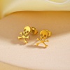 Picture of Eco-friendly Ins Style Halloween 18K Gold Plated 304 Stainless Steel Skeleton Skull Ghost Face Hollow Ear Post Stud Earrings Unisex Halloween