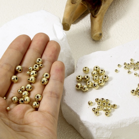 Immagine di 50 PCs Zinc Based Alloy Spacer Beads For DIY Charm Jewelry Making Gold Plated Round