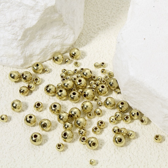 Immagine di 50 PCs Zinc Based Alloy Spacer Beads For DIY Charm Jewelry Making Gold Plated Round