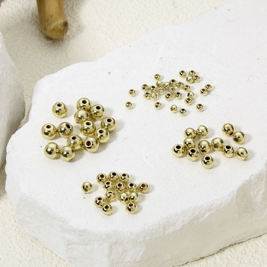 Immagine di 50 PCs Zinc Based Alloy Spacer Beads For DIY Charm Jewelry Making Gold Plated Round