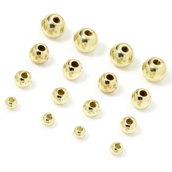 Immagine di 50 PCs Zinc Based Alloy Spacer Beads For DIY Charm Jewelry Making Gold Plated Round