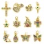 Image de 1 Piece Brass Charms 18K Gold Plated Butterfly Animal Cross Micro Pave Multicolour Cubic Zirconia