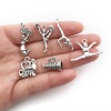 Picture of Zinc Based Alloy Sport Charms Antique Silver Color Message " Cheer "