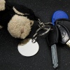 Bild von 1 Stück 304 Edelstahl Haustier-ID-Hundehalsband-Namensschild Leere Stempeletiketten Schlüsselkette & Schlüsselring Silberfarbe Rund Spiegelpolieren