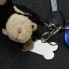 Bild von 1 Stück 304 Edelstahl Haustier-ID-Hundehalsband-Namensschild Leere Stempeletiketten Schlüsselkette & Schlüsselring Silberfarbe Knochen Spiegelpolieren