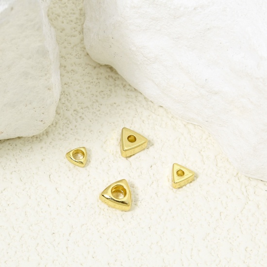 Immagine di 5 Pz Ecologico Ottone Geometrico Perline per la Creazione di Gioielli con Ciondoli Fai-da-te 18K Oro riempito Triangolo
