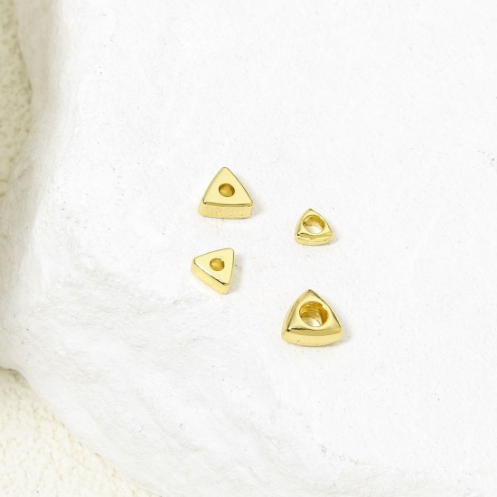 Picture of Eco-friendly Brass Geometric Beads For DIY Charm Jewelry Making 18K Real Gold Plated Triangle