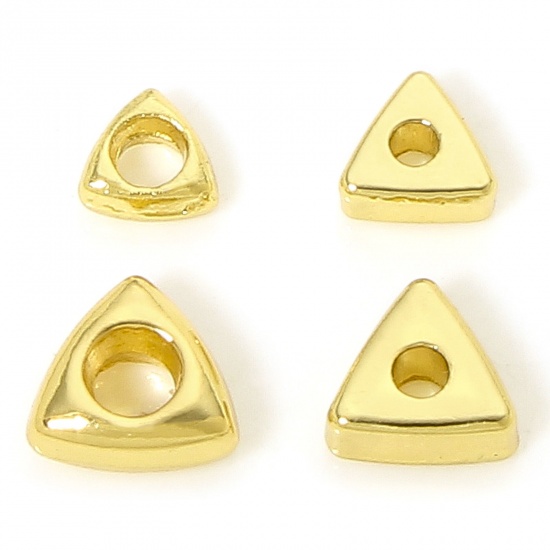 Picture of Eco-friendly Brass Geometric Beads For DIY Charm Jewelry Making 18K Real Gold Plated Triangle