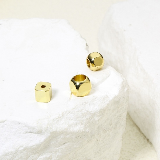 Immagine di 5 Pz Ecologico Ottone Squisito Perline per la Creazione di Gioielli con Ciondoli Fai-da-te 18K Oro riempito Cubo