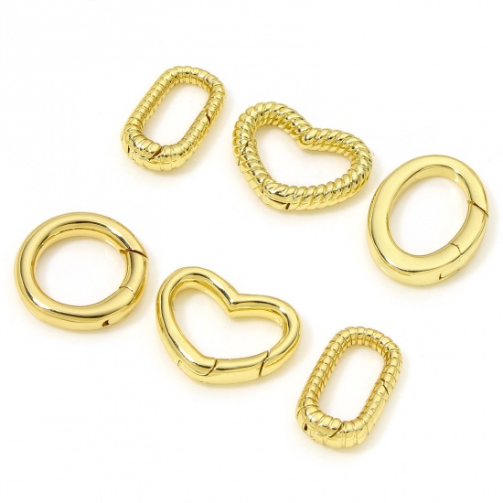 Picture of Eco-friendly Brass Bolt Spring Ring Clasps Braided Rectangle 18K Real Gold Plated