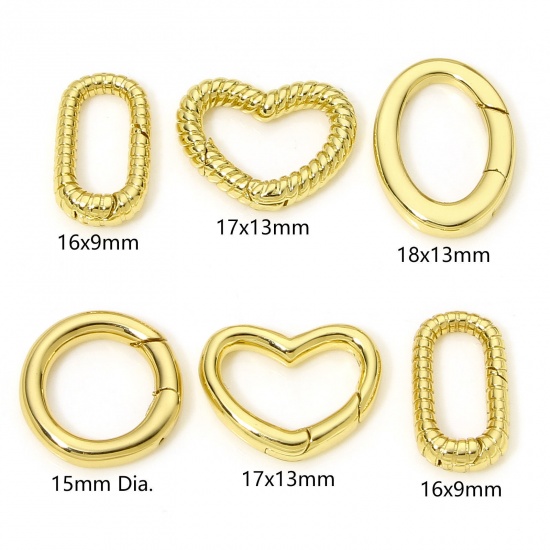 Picture of Eco-friendly Brass Bolt Spring Ring Clasps Braided Rectangle 18K Real Gold Plated