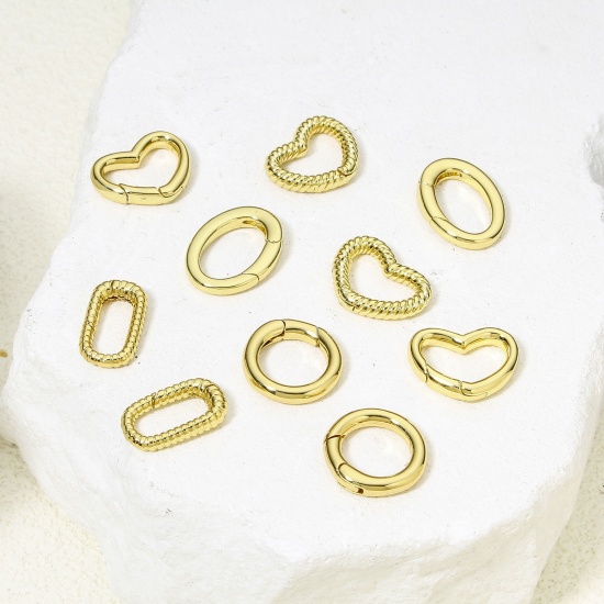 Picture of Eco-friendly Brass Bolt Spring Ring Clasps Braided Rectangle 18K Real Gold Plated