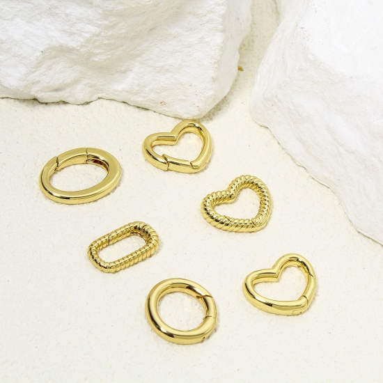 Picture of Eco-friendly Brass Bolt Spring Ring Clasps Braided Rectangle 18K Real Gold Plated