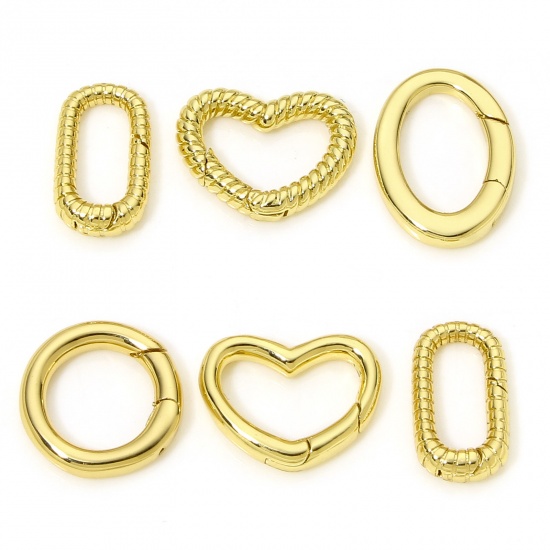 Picture of Eco-friendly Brass Bolt Spring Ring Clasps Braided Rectangle 18K Real Gold Plated