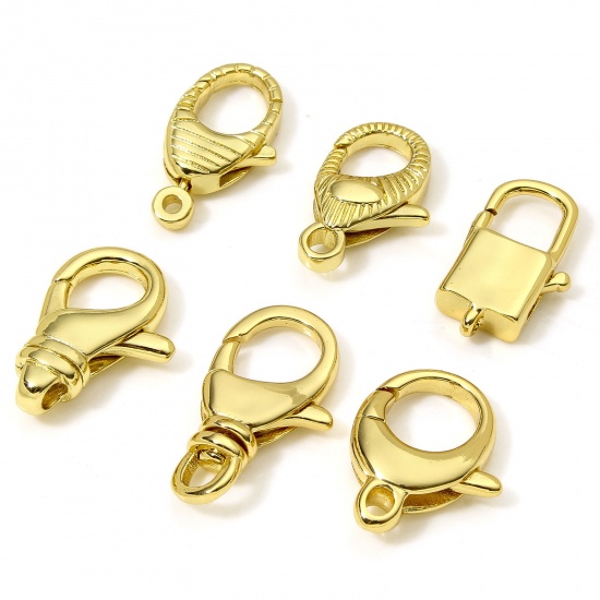 Picture of Eco-friendly Brass Lobster Clasp Findings 18K Real Gold Plated