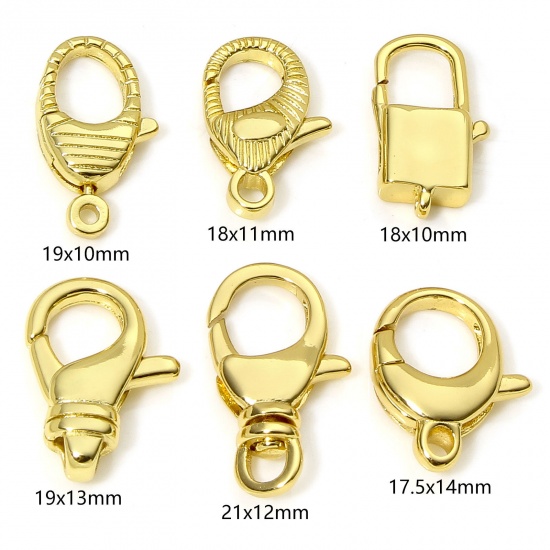 Picture of Eco-friendly Brass Lobster Clasp Findings 18K Real Gold Plated
