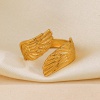 Picture of Vacuum Plating 304 Stainless Steel Ins Style Open Rings Multicolor Wing Feather