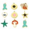 Picture of Vacuum Plating 304 Stainless Steel Cute Charms Gold Plated Multicolor Star Fish Enamel