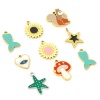 Picture of Vacuum Plating 304 Stainless Steel Cute Charms Gold Plated Multicolor Star Fish Enamel