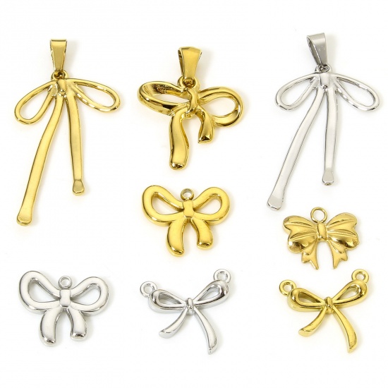 Picture of Vacuum Plating 304 Stainless Steel Ins Style Charms Multicolor Bowknot