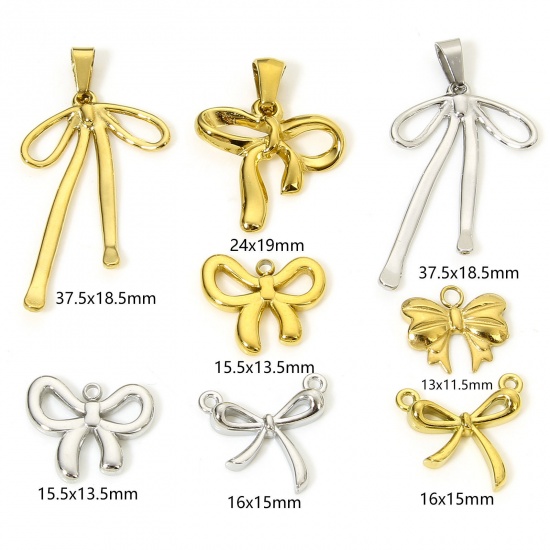 Picture of Vacuum Plating 304 Stainless Steel Ins Style Charms Multicolor Bowknot