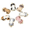 Picture of Zinc Based Alloy Charms Gold Plated Multicolor Cat Animal Animal Enamel 24mm x 14mm