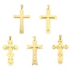 Picture of Vacuum Plating 304 Stainless Steel Charms Cross With Snap Clasp
