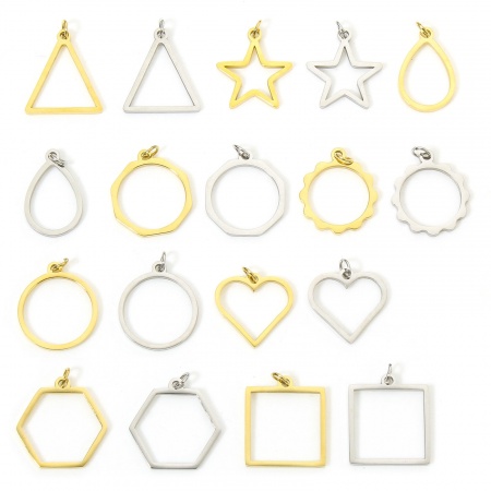 5 Stück Vakuumbeschichtung 304 Edelstahl Charms Geometrie Mit Bindering