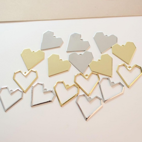 Image de 2 Pcs Breloques La Saint Valentin en Laiton Cœur Multicolore 20mm x 20mm