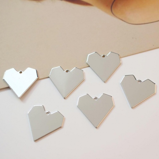 Image de 2 Pcs Breloques La Saint Valentin en Laiton Cœur Multicolore 20mm x 20mm