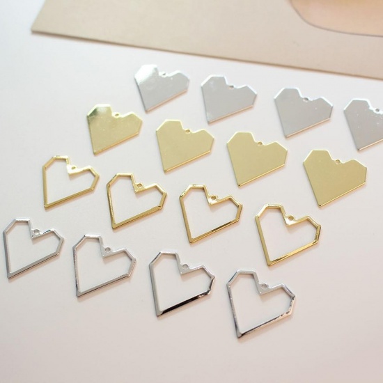 Image de 2 Pcs Breloques La Saint Valentin en Laiton Cœur Multicolore 20mm x 20mm