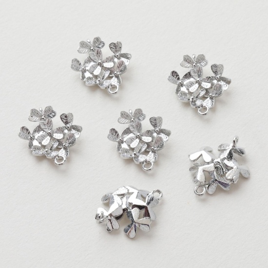 Picture of Brass Connectors Charms Pendants Flower Leaves Multicolor 18mm x 15mm