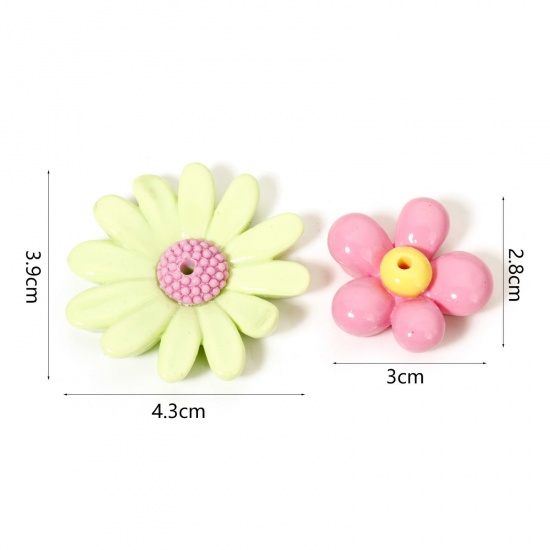 Picture of Acrylic Flora Collection Beads For DIY Jewelry Making (Vertical Hole) At Random Mixed Color Flower