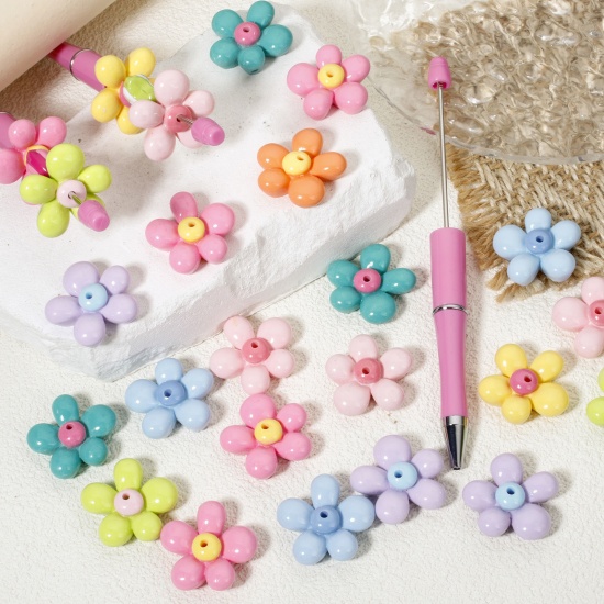 Picture of Acrylic Flora Collection Beads For DIY Jewelry Making (Vertical Hole) At Random Mixed Color Flower