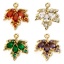 Immagine di 2 Pz Ottone & Vetro Ciondoli Oro Placcato Multicolore Foglia d'Acero Micro Spianare Multicolore Strass 20mm x 17mm