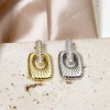 Bild von 1 Stück Messing Geometrisch Charms Bunt Rechteck Streifen Hohl Klar Zirkonia 24mm x 13mm