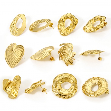 1 Paar Vakuumbeschichtung Ins Stil Geometrisch Vergoldet 304 Edelstahl Unregelmäßig Oval Ohrring Ohrstecker Für Frauen Party