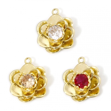 Brass Charms Real Gold Plated Flower 16mm x 14mm