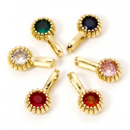 Eco-friendly Brass Charms 14K Real Gold Plated Round Carved Pattern 11.5mm x 6mm