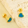 Picture of Vacuum Plating Sweet & Cute Valentine's Day 18K Gold Plated Multicolor 304 Stainless Steel Heart Enamel Ear Post Stud Earrings For Women Valentine's Day