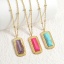 Immagine di 1 Pz Placcatura Sottovuoto Semplice & Casual Retrò Placcato Oro 18K Multicolore 304 Acciaio Inossidabile & Pietra Catena a Pallini Rettangolo Collana con Ciondolo Per Donne Festa