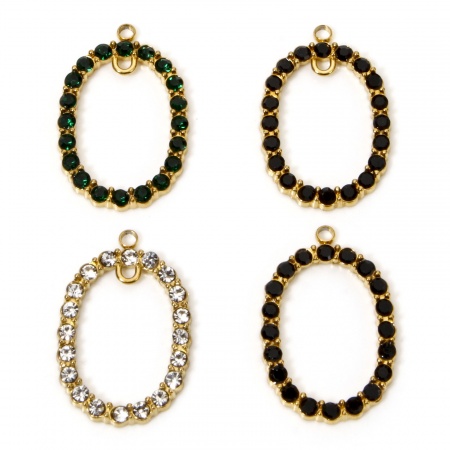 1 Stück Vakuumbeschichtung 304 Edelstahl Charms Oval 18K Gold Plattiert Micro Pave 24mm x 16mm