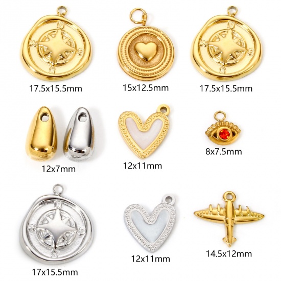 Picture of Vacuum Plating 304 Stainless Steel Simple Charms Multicolor Drop Smooth Blank