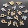 Imagen de 1 Unidad Latón Micro Pave Colgantes Letras Multicolor Multicolor Circón Artificial