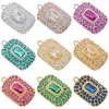 Picture of Brass Micro Pave Charms Multicolor Rectangle 17mm x 10mm