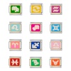 Picture of 304 Stainless Steel Italian Charm Links For DIY Bracelet Jewelry Making Silver Tone Rectangle Constellation Enamel 10mm x 9mm