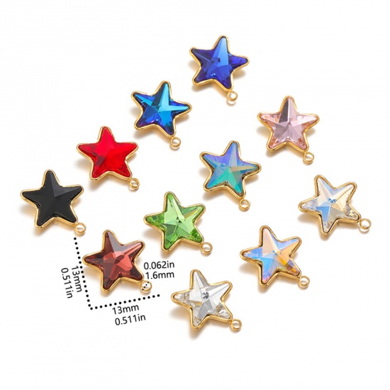 Immagine di 1 Pz Placcatura Sottovuoto 304 Acciaio Inossidabile Ciondoli Stella a Cinque Punte Oro Placcato 15mm x 13mm