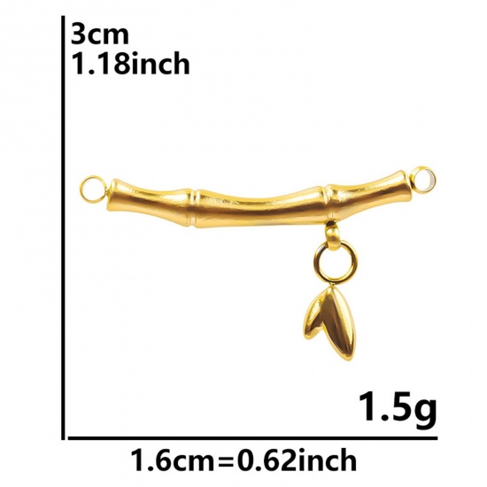 Bild von 1 Stück Vakuumbeschichtung 304 Edelstahl Steckverbinder Charms Anhänger Bogen Bambus 3.1cm x 1.6cm